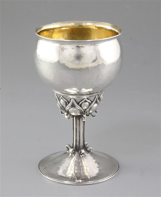 A good Edwardian Arts & Crafts silver goblet, by Omar Ramsden & Alwyn Carr, Height 5 ½”/137mm Weight 5.1oz/146grms